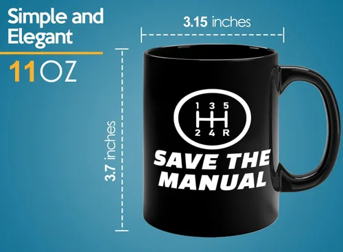 Vista 6 de Carguy Taza de café 11oz Negro -guarde los manuales - Funny Sarcasm Car Lover Owner Enthusiast Mechanics Racing Street Racer Road Trip Organized Car
