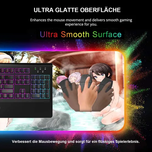 Vista 4 de Mouse Pads Sexy Anime Girl Mouse Pad Desk Accessories LED Gaming Mousepad RGB Keyboard Mat Deskmat Mats Mause Gamer Pc Pads XXL 39.37 inch x19.68