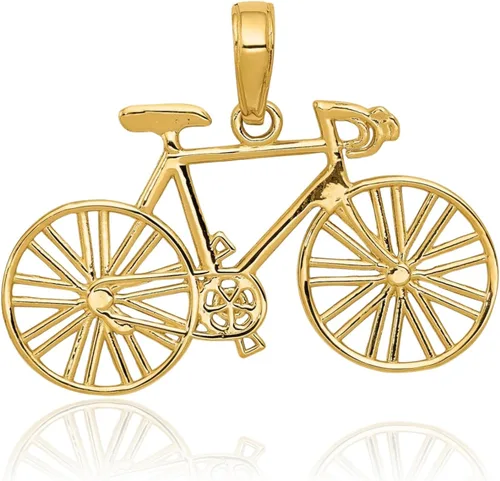 Vista 2 de IceCarats Colgante de collar de bicicleta de oro amarillo de 14 quilates
