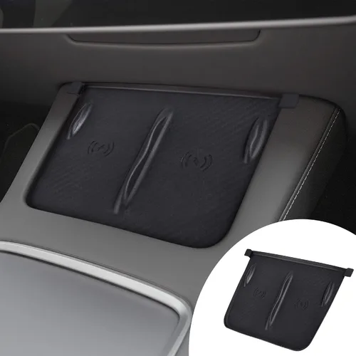 Vista 11 de Tinlucys Alfombrilla de carga inalámbrica para consola central diseñada para Tesla Model 3/Y 2021-2024, accesorios interiores de consola central