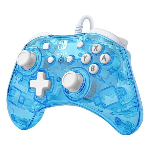 Vista 3 de Rock Candy Wired Gaming Switch Pro Controller - Blu-merang Blue Clear - Licensed by Nintendo - OLED Compatible - Compact, Hard Transparent Plastic