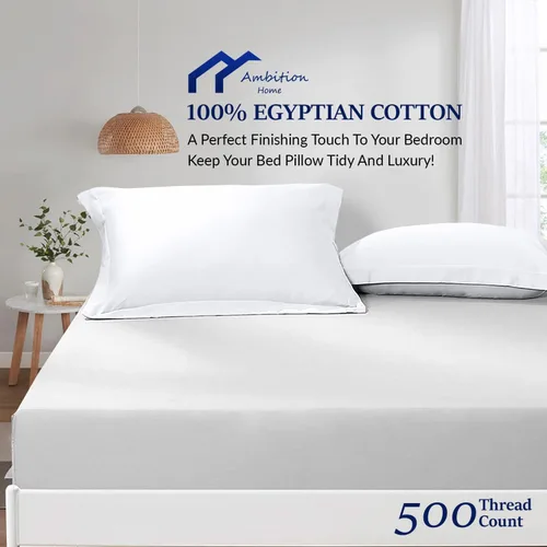 Vista 2 de Juego de 2 fundas de almohada europeas de 500 hilos, 100% algodón egipcio, súper suaves y transpirables, fundas de almohada cuadradas, 26 x 26