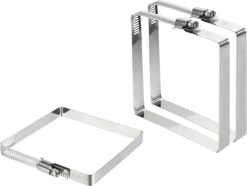 Vista 18 de uxcell 2 abrazaderas de manguera rectangulares de acero inoxidable 304, ajustables de 2 x 2 pulgadas, abrazaderas de tubo de conducto de engranaje