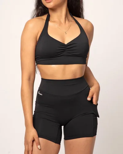Vista 4 de Danysu Pantalones cortos de entrenamiento con corte en V, pantalones cortos de entrenamiento de cintura alta, pantalones deportivos para gimnasio
