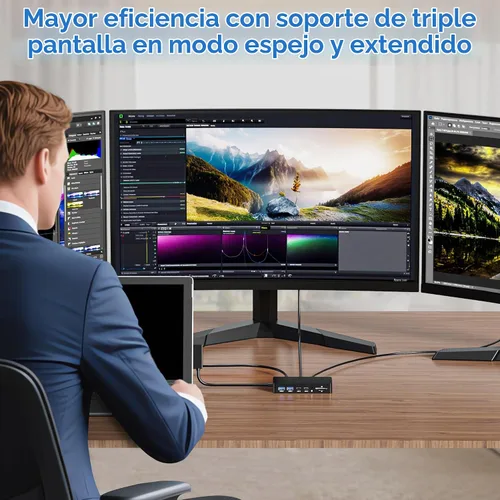 Vista 3 de Surface Dock, 12 en 1 pantallas triples VGA + Dual HDMI Surface Pro Dock, estación de acoplamiento de superficie para Surface Pro