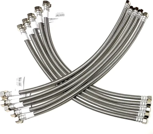 Vista 5 de Conector de línea de suministro de agua para grifo de acero inoxidable trenzado, línea de suministro para grifo - rosca de compresión hembra de 3/8