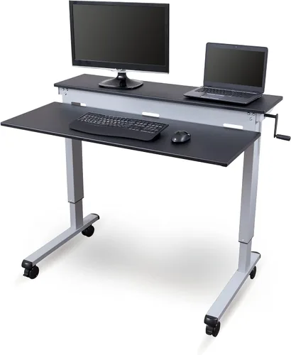 Vista 12 de DESK STORE - Escritorio para computadora ajustable para estar sentado o parado