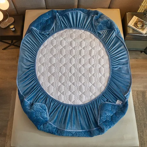 Vista 7 de Sábana bajera acolchada para cama, protector de colchón de terciopelo, tamaño King, Queen, matrimonial, individual, con bolsillo profundo de hasta