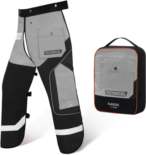 Vista 16 de Delantal de seguridad para motosierra de 8 capas, resistente, con cintura ajustable y bolsillo para hombres/mujeres, clásico C, naranja y negro