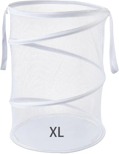 Vista 17 de Cesta de lavandería emergente de malla Seiritex 115L, cesta de lavandería plegable de gran capacidad extra, cesta de almacenamiento de ropa plegable