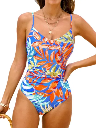 Vista 8 de CUPSHE Trajes de baño de una pieza con cuello en V para mujer Beige/Floral