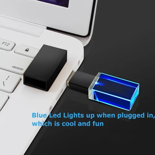 Vista 2 de Memoria USB impermeable cristalina transparente de la luz del rectángulo LED de 8GB - Impulsión de la pluma del regalo