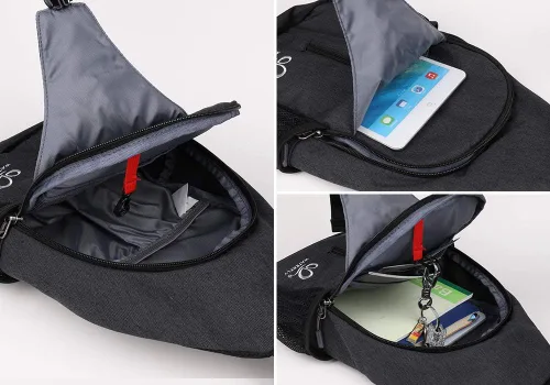 Vista 96 de Waterfly - Mochila cruzada tipo bandolera para viajes y caminatas, bolsa de pecho, Gris, talla única