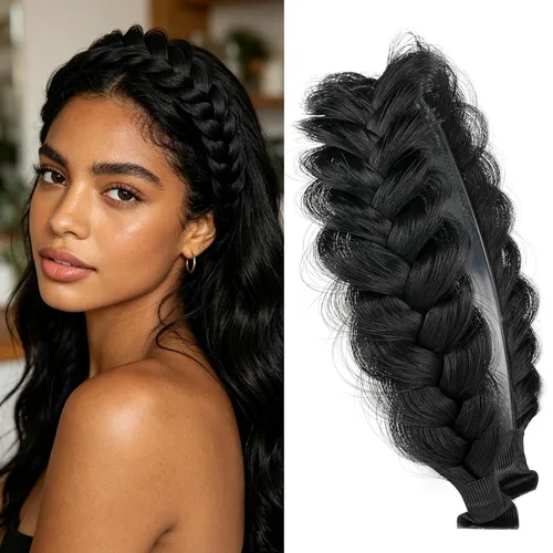 Vista 24 de Diadema Ancha Trenzada Aro Accesorios de Moda para el Cabello Banda Elástica Antideslizante para Mujeres y Niñas (Color Bronce Antiguo)