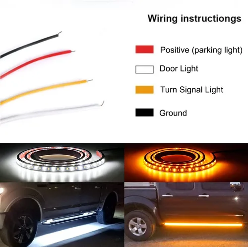 Vista 3 de SOCAL-LED LIGHTING Tira de luz LED para estribo de camión DRL, patada lateral conmutada de 60" (150cm) 12V, luces de giro intermitentes secuenciales