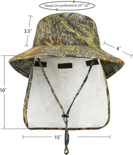 Vista 5 de Catalonia Sombrero de sol para hombre, sombrero de ala ancha para exteriores con solapa para el cuello, para pesca, senderismo, safari, jardinería