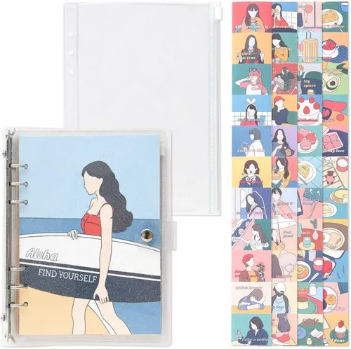 Vista 18 de Monolike A5 FALL IN NEWTRO Ver.2 Diary Set, Be full of happiness - Academic Planner Weekly & Monthly Planner with PVC Cover, Zipper bag, Sticker
