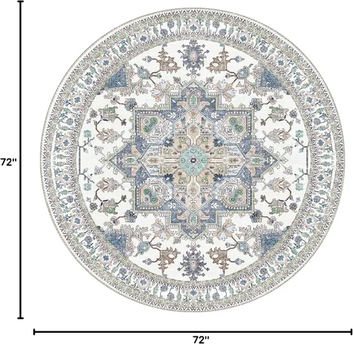 Vista 358 de OPPODREAM Alfombras suaves, pequeñas y lavables con parte trasera antideslizante, alfombra de cachemira sintética de pelo bajo, 2 x 3 pies, azul