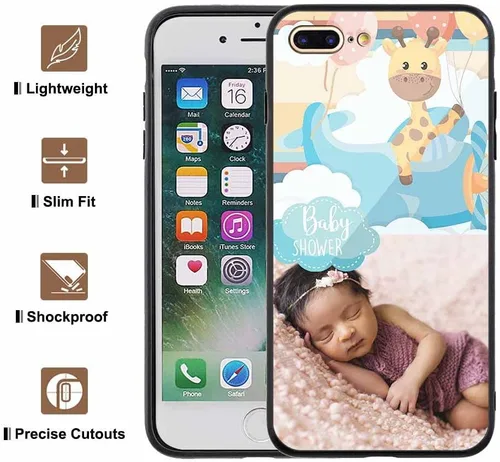 Vista 6 de Funda de teléfono personalizada para Apple iPhone 7 Plus 8 Plus, vidrio templado antiarañazos, a prueba de golpes, suave, funda de TPU suave, diseño