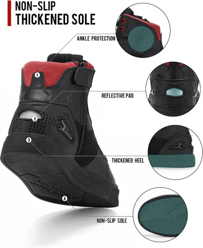 Vista 6 de Grapelet Zapatos de motocicleta para hombre, antideslizantes, botas protectoras de motocross con cremallera lateral, soporte de tobillo
