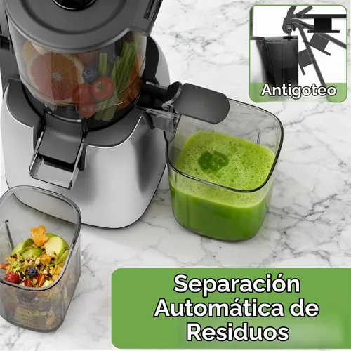 Vista 4 de Exprimidor de prensa en frío exprimidor lento con base de acero inoxidable, canal de alimentación de 5.4 pulgadas de ancho, máquinas exprimidoras