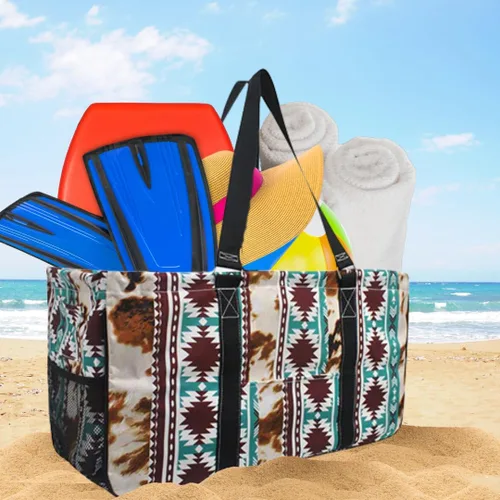 Vista 273 de NGIL Bolsa de comestibles reutilizable extra grande plegable de gran tamaño para comestibles, almacenamiento, picnic, playa, Estampado