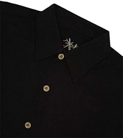 Vista 2 de Bambú Cay Mens manga corta Hawaiian Casual bordado camisas tejidas