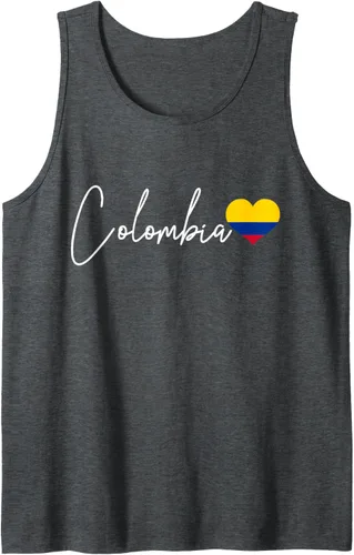 Vista 3 de Camiseta sin mangas con la bandera colombiana del orgullo del corazón de Colombia, Negro
