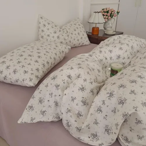 Vista 48 de Funda de edredón de algodón floral tamaño individual con volantes de encaje 100% algodón para adolescentes y niñas, juego de ropa de cama de 3