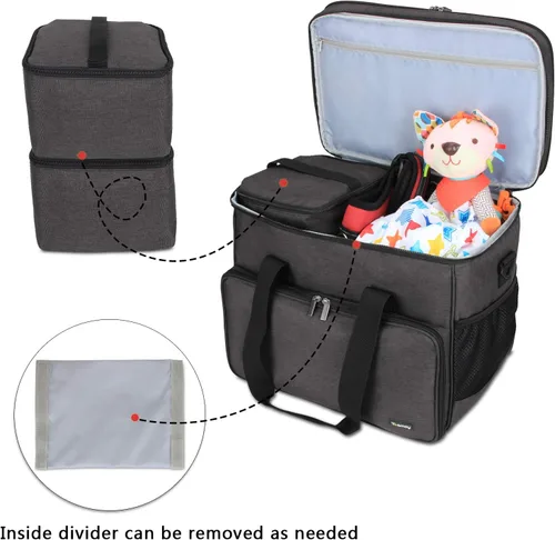 Vista 2 de Teamoy Bolsa de viaje para perros de 2 capas, suministros para mascotas Negro