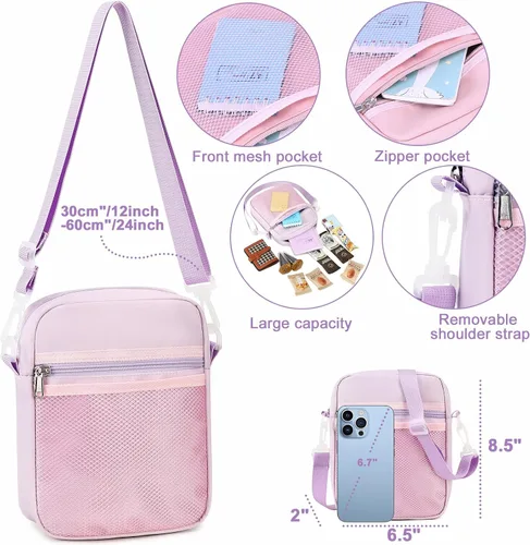 Vista 4 de Bluboon Mochila para niñas y niños con lonchera de mármol para escuela escolar para jardín de infantes y escuela primaria, Púrpura, Mochilas Daypack