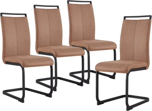 Vista 28 de gopop Juego de sillas de comedor, sillas modernas de metal con asiento acolchado de piel sintética, respaldo alto y patas cromadas resistentes, Negro