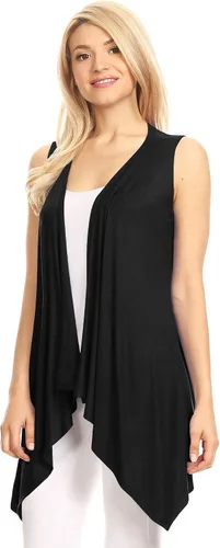 Vista 3 de LL - Chaleco ligero para mujer, abierto en el frente, de punto Fabricado en EE. UU.