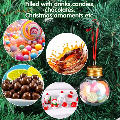 Vista 4 de FOIMAS 24 piezas Bolas de Navidad de Alcohol, Adornos de Árbol de Navidad Rellenables de Alcohol Transparentes Adornos Colgantes de Bola de Alcohol