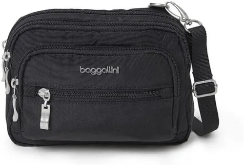 Vista 26 de Baggallini Bolsa cruzada pequeña con triple cremallera para mujer, 8 x 6 pulgadas, ligera, convertible