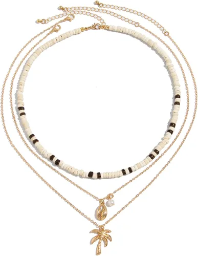 Vista 11 de Collar de concha marina de Your Always Charm para mujer, collar de concha ajustable con capas de encanto de concha marina para mujer, atuendos de A