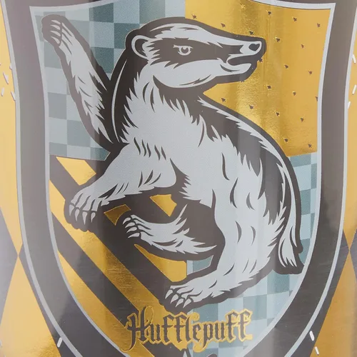 Vista 4 de Spoontiques Harry Potter - Vaso de aluminio, con pajilla y diseño de Hufflepuff, 20 onzas, acrílico, color amarillo