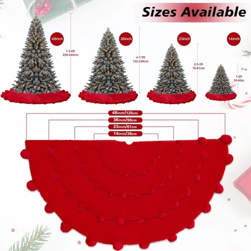 Vista 34 de ORTIGIA Falda blanca para árbol de Navidad de 48 pulgadas con POM POM, falda de árbol de Navidad de felpa suave de piel sintética blanca para árbol