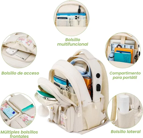 Vista 2 de kadilong Mochila escolar para adolescentes y niñas, lindas mochilas para mujeres, mochila estética para laptop, mochila para la escuela secundaria