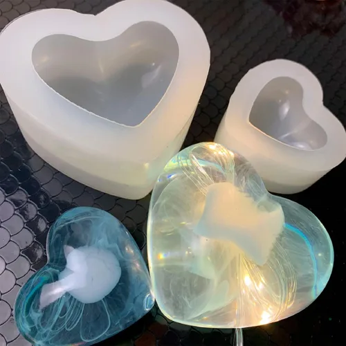 Vista 6 de WANDIC Moldes de silicona – 2 moldes de jabón 3D en forma de corazón para manualidades de jabón hechas a mano y resina