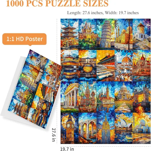 Vista 5 de ALL4JIG Rompecabezas de construcción divertido para adultos y niños, 1000 piezas, 27.6 x 19.7 pulgadas, regalo de Papá Noel secreto de Navidad