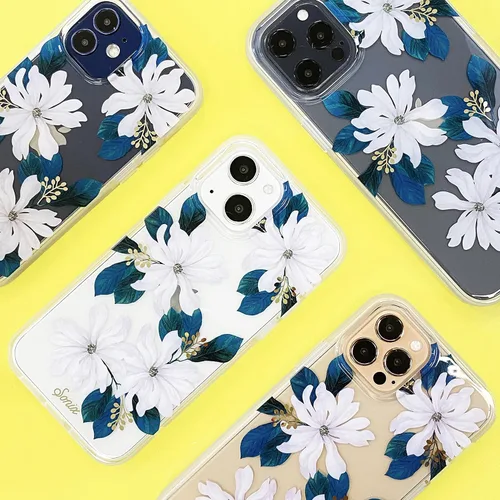 Vista 4 de Sonix Funda para iPhone 14 Plus, probada en caídas de 10 pies, funda transparente con flores para mujer, diseño floral de delila