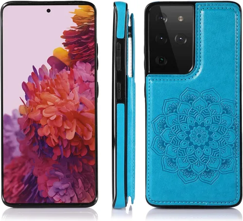 Vista 7 de Asuwish Funda compatible con Samsung Galaxy S21 Ultra Glaxay S21ultra 5G y protector de pantalla de vidrio templado, ranura para tarjetero, función