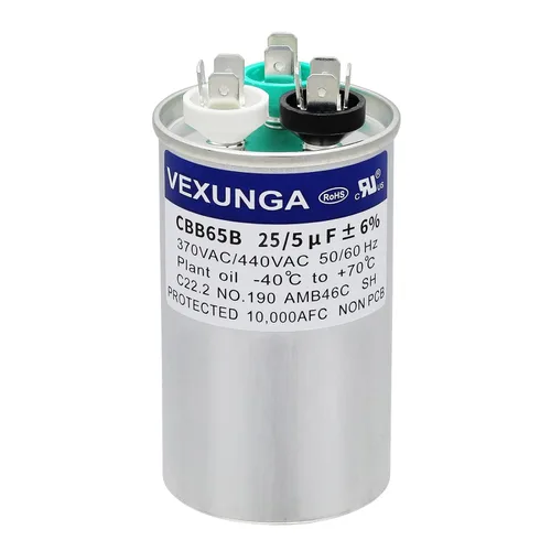 Vista 63 de VEXUNGA Capacitor Dual de Arranque Redondo A/C de 50/5 uF 50+5 MFD 370VAC o 440VAC CBB65 CBB65B Capacitores de Aire Acondicionado para Motor
