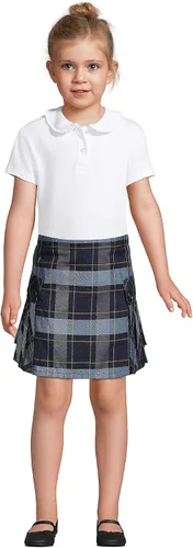 Vista 3 de Lands' End Camisa de punto de manga corta con volantes y cuello Peter Pan para niñas
