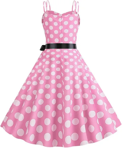 Vista 4 de Vestido vintage de lunares para mujer, vestido retro rockabilly de los años 50, vestido midi para cóctel, fiesta de té, vestido de verano Audrey