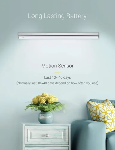 Vista 7 de Iluminación automática inalámbrica de 48 LED para gabinete de cocina, sensor de movimiento, luz recargable, luz de despensa, luces de armario a