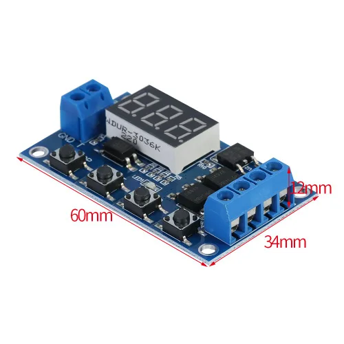 Vista 2 de Relé de temporizador, módulo de retardo de pantalla LED, CC 5V-30V, relé de retardo de tiempo, ciclo de encendido/apagado, placa de interruptor