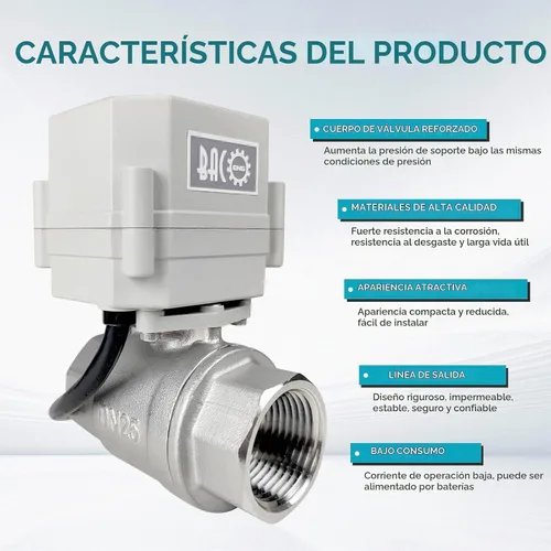 Vista 2 de BACOENG Válvula de bola motorizada de 2 vías, Válvula de bola eléctrica de 1 pulgada DN25, Válvula de agua eléctrica de acero inoxidable de 110VAC