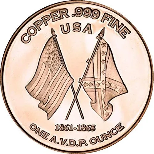Vista 3 de Jig Pro Shop Serie Civil War 1 oz .999 Medallón de cobre puro